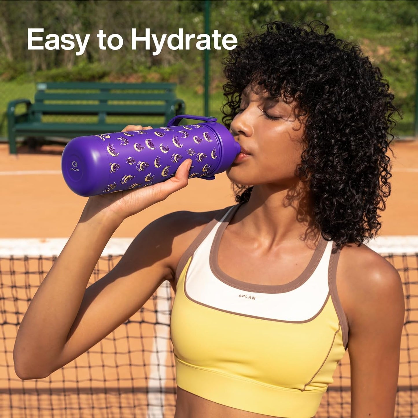 ENCOOL Insulated Water Bottle with Straw Stainless Steel Water Bottle, Leak-Proof, BPA-Free, Double Wall Vacuum Keeps Cold for 24 Hours for Sports, Travel, School (26 oz, Cotton Candy) - Colors D