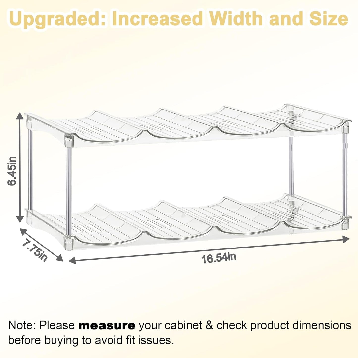 Stackable Water Bottle Organizer for Cabinet - Acrylic Tumbler Organizer Storage Rack for Stanley 40oz, Stanley Cup Holder, Pantry Kitchen Organizers and Storage for Stanley Cup, Holds 12 Bottles
