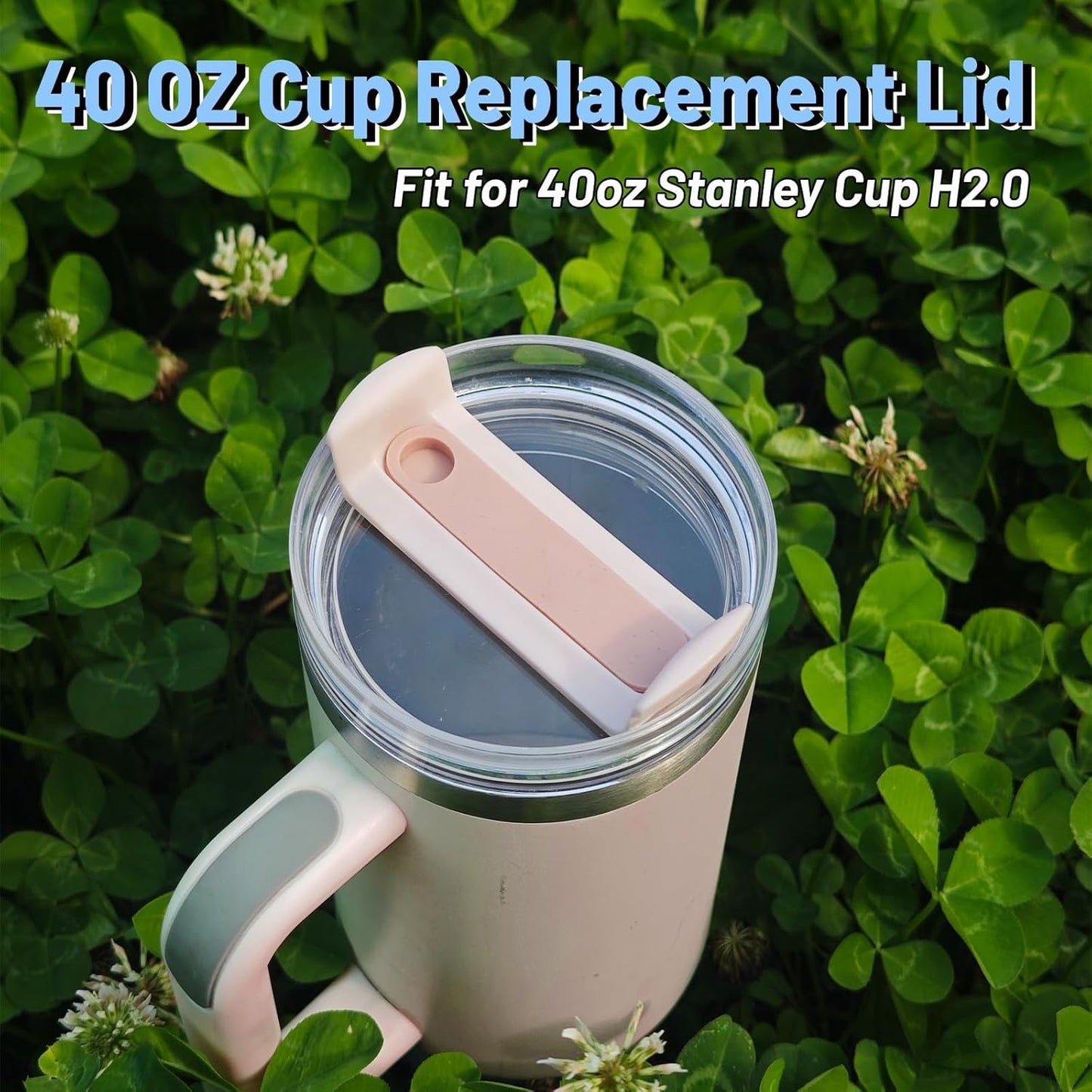 40 OZ Tumbler Lid Replacement Compatible for Stanley Quencher H2.0, 1 Pack BPA Free Clear Lid Replacement for Stanley Cup Accessories(Clear-White)