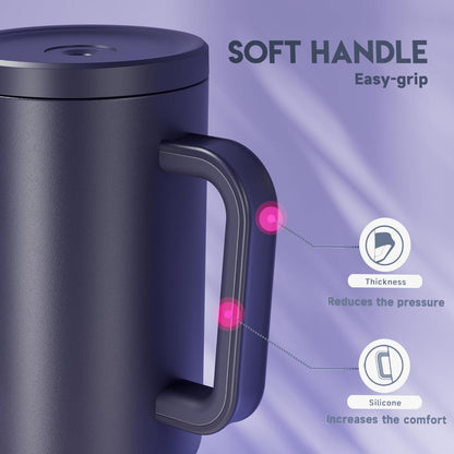 Meoky 40 oz Tumbler with Handle and Straw: Stainless Steel Insulated Tumbler with Lid and Straw - 100% Leak Proof Tumbler for Car Cup Holders - Travelers Commuters Workers, Pink