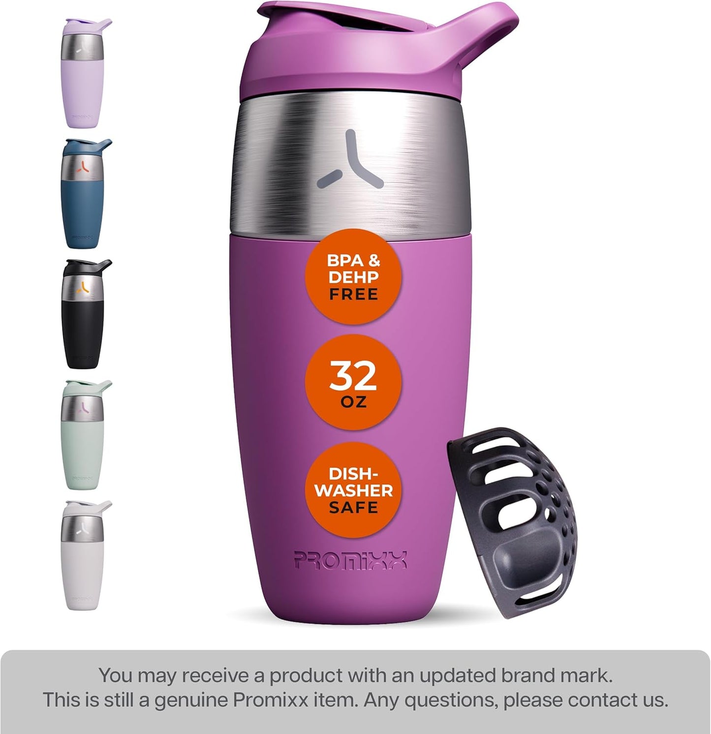 32oz Stainless Steel Protein Shaker Bottle – Leak-Proof Metal Shaker Cup with Snap-Fit Agitator for Smooth, Clump-Free Shakes – BPA-Free, Odor Resistant, Easy to Clean