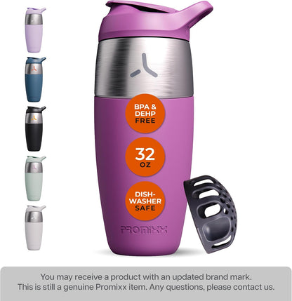 32oz Stainless Steel Protein Shaker Bottle – Leak-Proof Metal Shaker Cup with Snap-Fit Agitator for Smooth, Clump-Free Shakes – BPA-Free, Odor Resistant, Easy to Clean