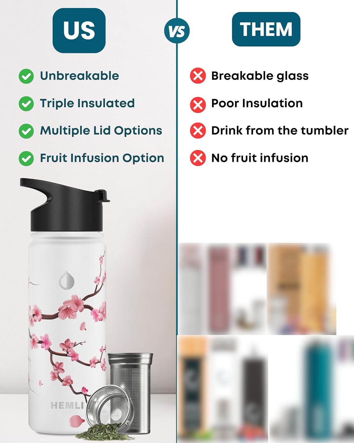 22 oz Ceramic Lined Tea Infuser Travel Tumbler, Micro-Mesh Stainless Steel Infuser, Pure Taste Ceramic Interior, Triple Insulated 12hr Hot Cold, Dual Sip & Straw Lid, Scratch-Resistant