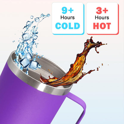 20 oz Tumbler with Handle and Lid, Stainless Steel Tumbler Insulated Travel Coffee Mug, Spill Proof Double Wall Vacuum Tumbler Cup Keep Drink Hot & Cold,White, 1 Pack