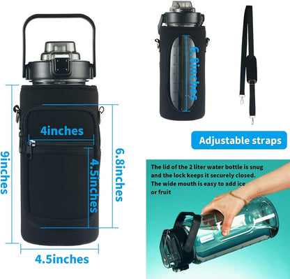 Large Motivational Water Bottle with Straw Time Marker BPA Free for Sport and Fitness (Pink Blue, 64 Oz / Half Gallon)