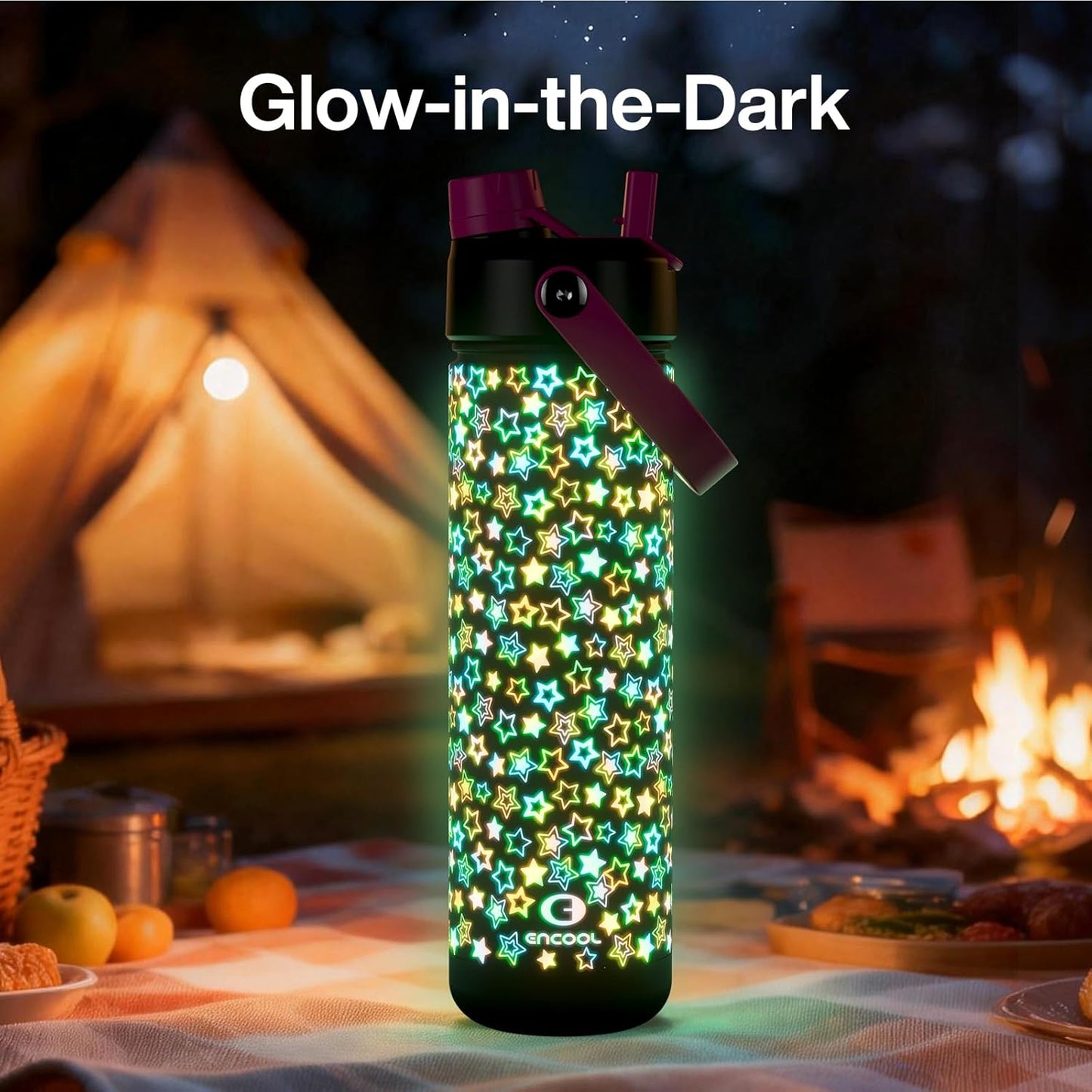 ENCOOL Insulated Water Bottle with Straw Stainless Steel Water Bottle, Leak-Proof, BPA-Free, Double Wall Vacuum Keeps Cold for 24 Hours for Sports, Travel, School (26 oz, Cotton Candy) - Colors B