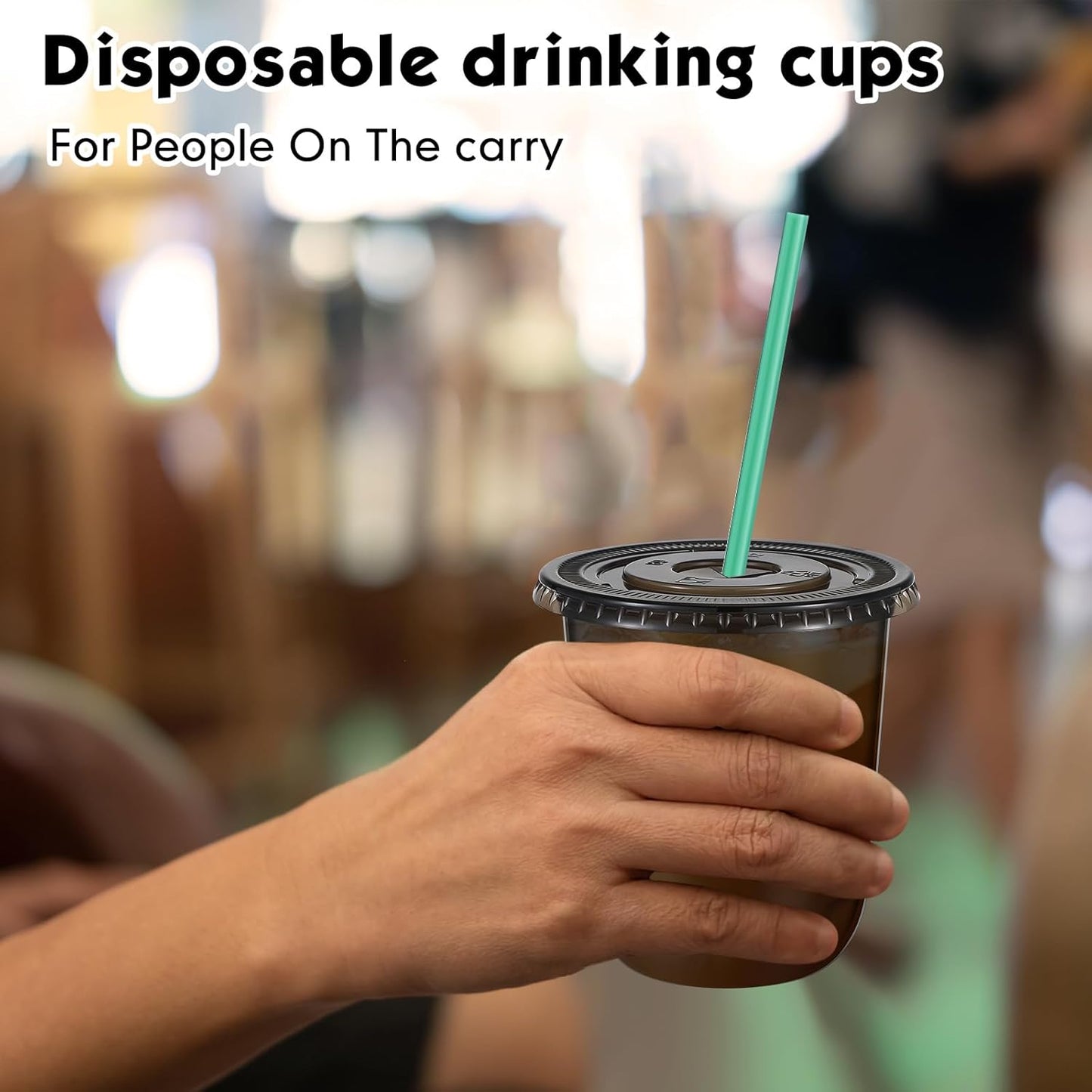 Baderke 25 Set Plastic Cups with Lids and Straws, Disposable Plastic Iced Coffee Cup for Cold Beverage Juice Smoothie Crystal for Coffee Shops Party Catering(Clear,16 oz)