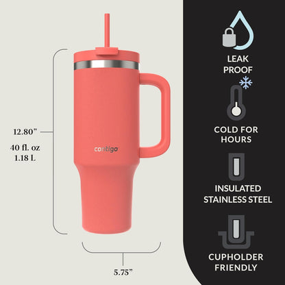 Contigo Streeterville 40oz Tumbler, Stainless Steel Vacuum Insulated, Leak-Proof, Cold for 29 Hours, Reef