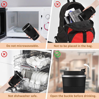 KETIEE Travel Coffee Mug Spill Proof 12oz, Insulated Travel Mug to Go, Reusable Coffee Cup with Seal Lid, Vacuum Stainless Steel Tumbler for Hot/Cold Drinks (Red)