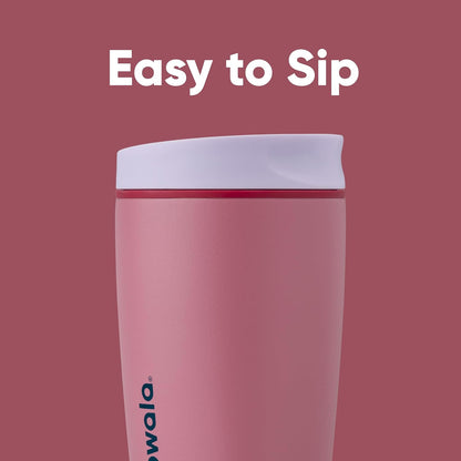 Owala SmoothSip Slider Insulated Stainless Steel Coffee Tumbler, Reusable Iced Coffee Cup, Hot Coffee Travel Mug, BPA Free 20 oz, Grey/Blue (High Dive)