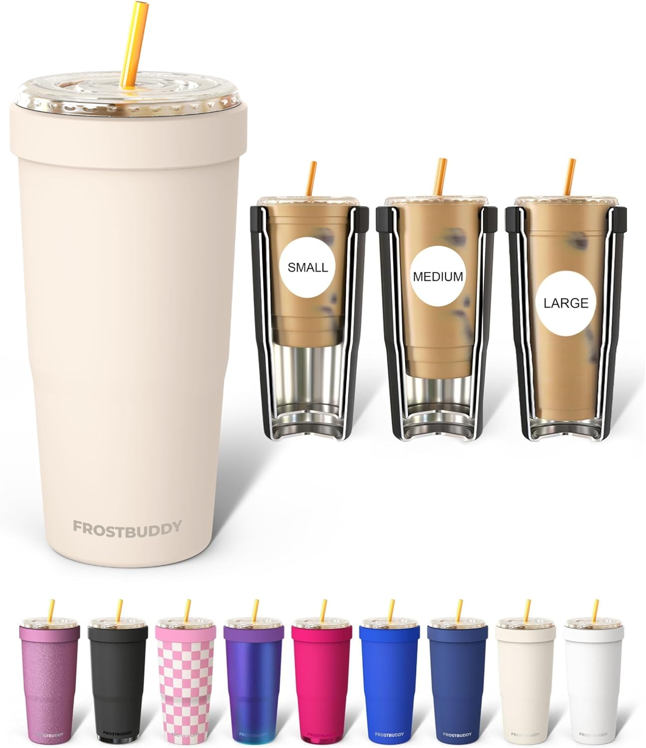 Frost Buddy Togo Buddy | 30 oz Stainless Steel Vacuum Insulated Tumbler | To Go Coffee Cup – Iced Coffee Cups, Iced Coffee Sleeve, Travel Mug, Thermal Cup for Hot & Cold Drinks, Dunkin Cup (Pencil) - Colors B