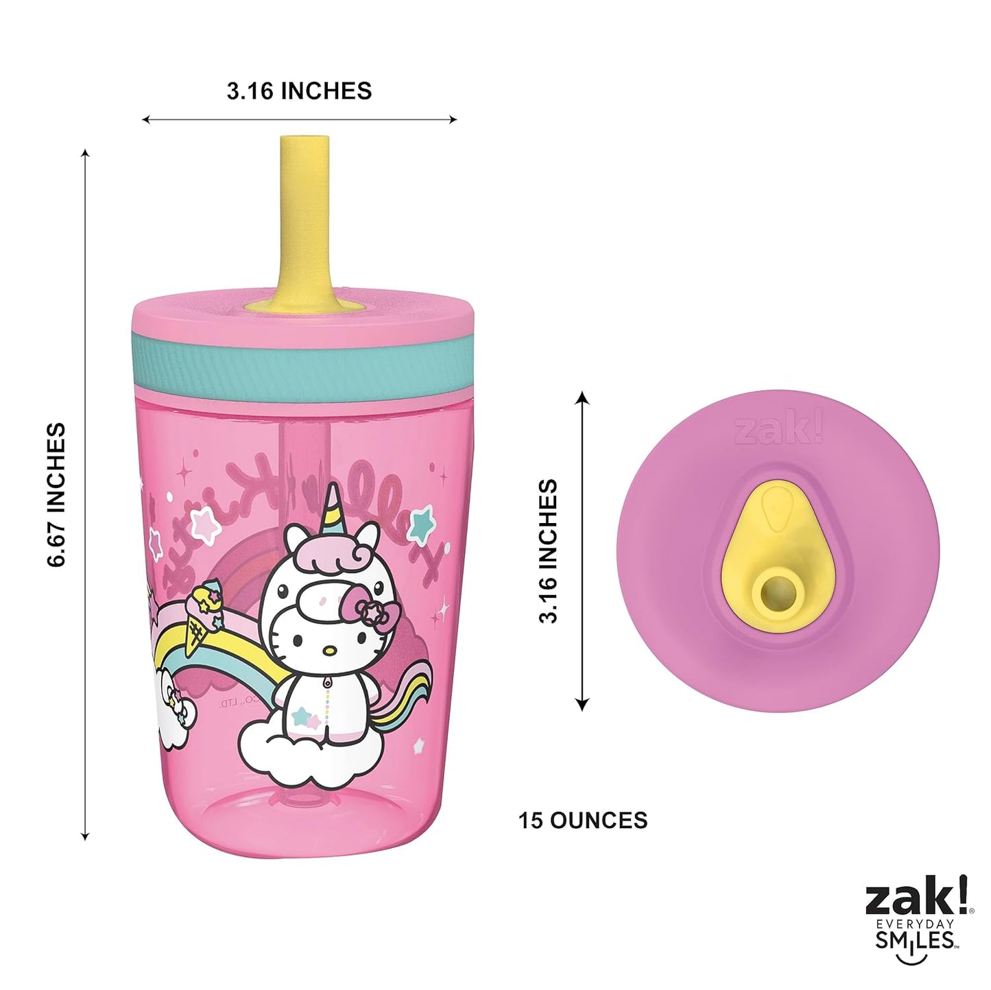 Zak Designs 15oz Bluey Kelso Tumbler Set, Leak-Proof Screw-On Lid with Straw Made of Durable Plastic and Silicone, Perfect Bundle for Kids, 2 Count (Pack of 1) - Colors B