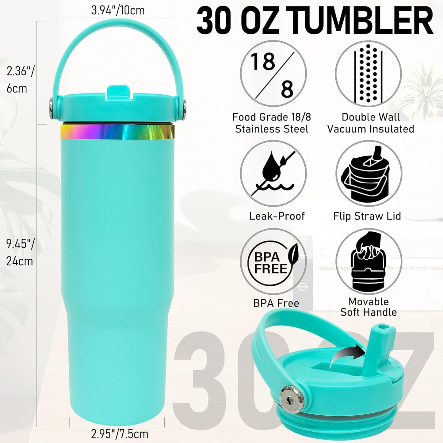 30 oz Tumbler Bulk with Handle and Straw, Vacuum Insulated Tumblers with Flip Straw and Top Handle, Leakproof Powder Coated Tumbler, Stainless Steel Travel Mug for Coffee (Black, 1 Pack)