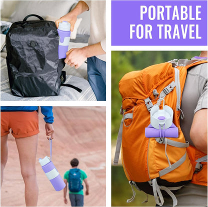 Nefeeko Collapsible Water Bottle, BPA Free 26oz Foldable Water Bottle for Travel Sports, Leak-Proof Spill-Proof Portable Water Bottles with Carabiner, Lightweight