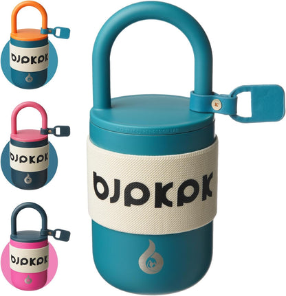 BJPKPK 13oz Insulated Stainless Steel Loop Tumbler With Lid And Handle Travel Coffee Mug Thermal Cup,Latte