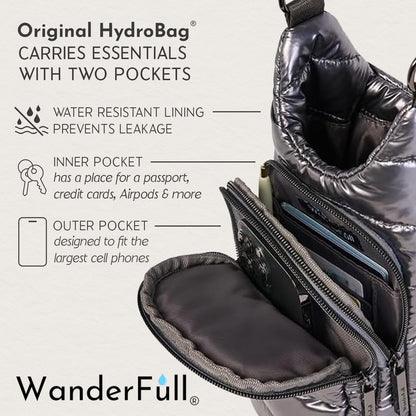 WanderFull Original HydroBag Fits Up to 32 oz Water Bottle Holder with Strap – Hands-Free Crossbody Water Bottle Carrier Bag with Phone Pocket - Colors B