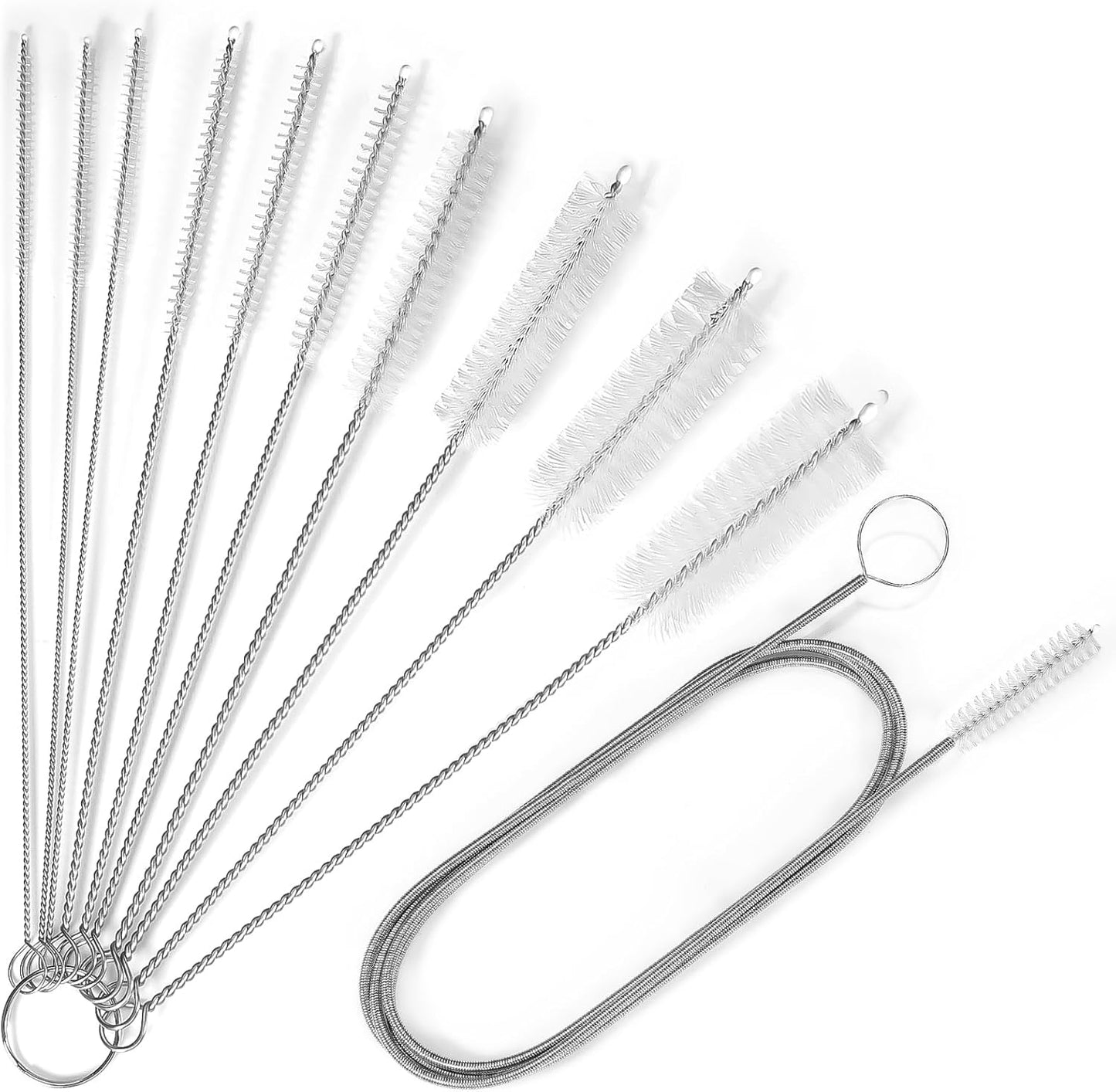 Straw Cleaner Brushes Sets, 12 Pieces 8.2 Inch Botthle Cleaning Brush and Nylon Tube Brush Brush Kit for Sippy Cup, Tumbler, Water Bottle, Drinking Straw (Black)