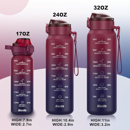 SLUXKE 24oz Insulated Water Bottle 18/10 Stainless Steel with 2Lids(Straw Lid& Spout Lids), 700ml Double Wall Vacuum Water Bottle with Handle Keep Cold and Hot for Men, Women & Kids PURPLE PINK