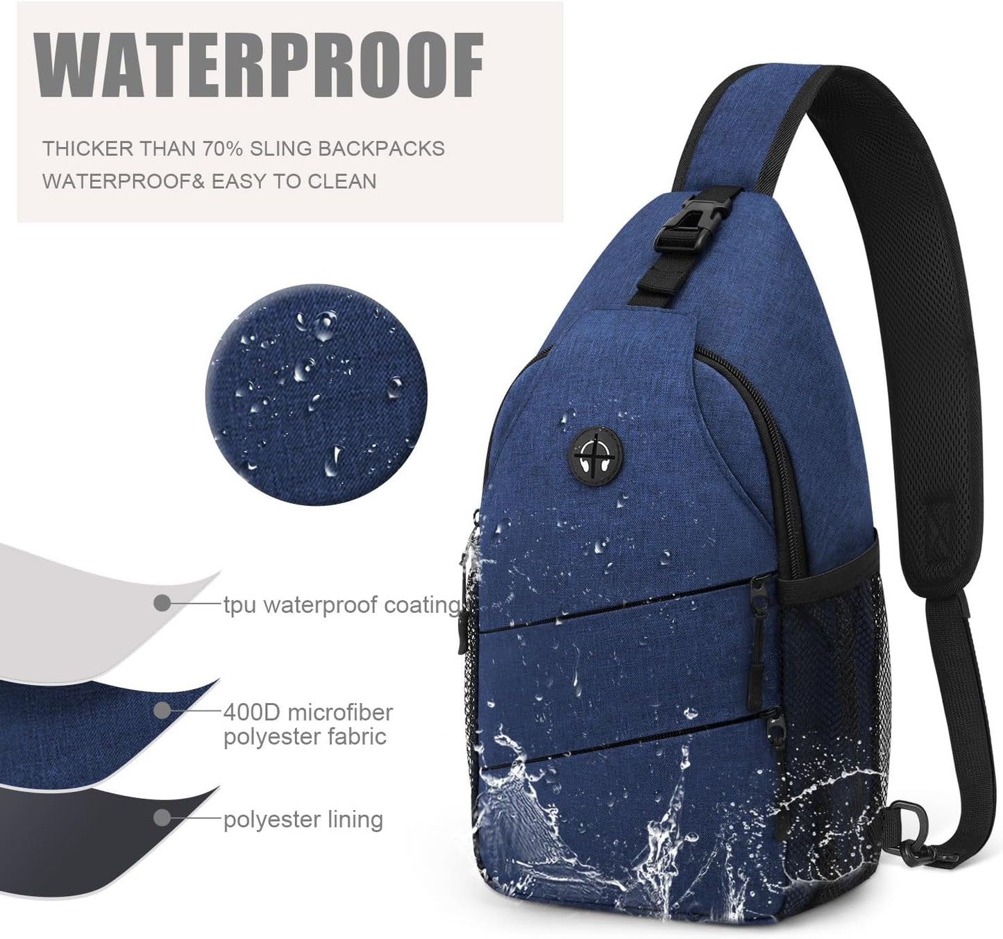 Pritent Crossbody Bags for Women Men Trendy Sling Bag Backpack Casual Chest Bag with Convertible Shoulder Strap