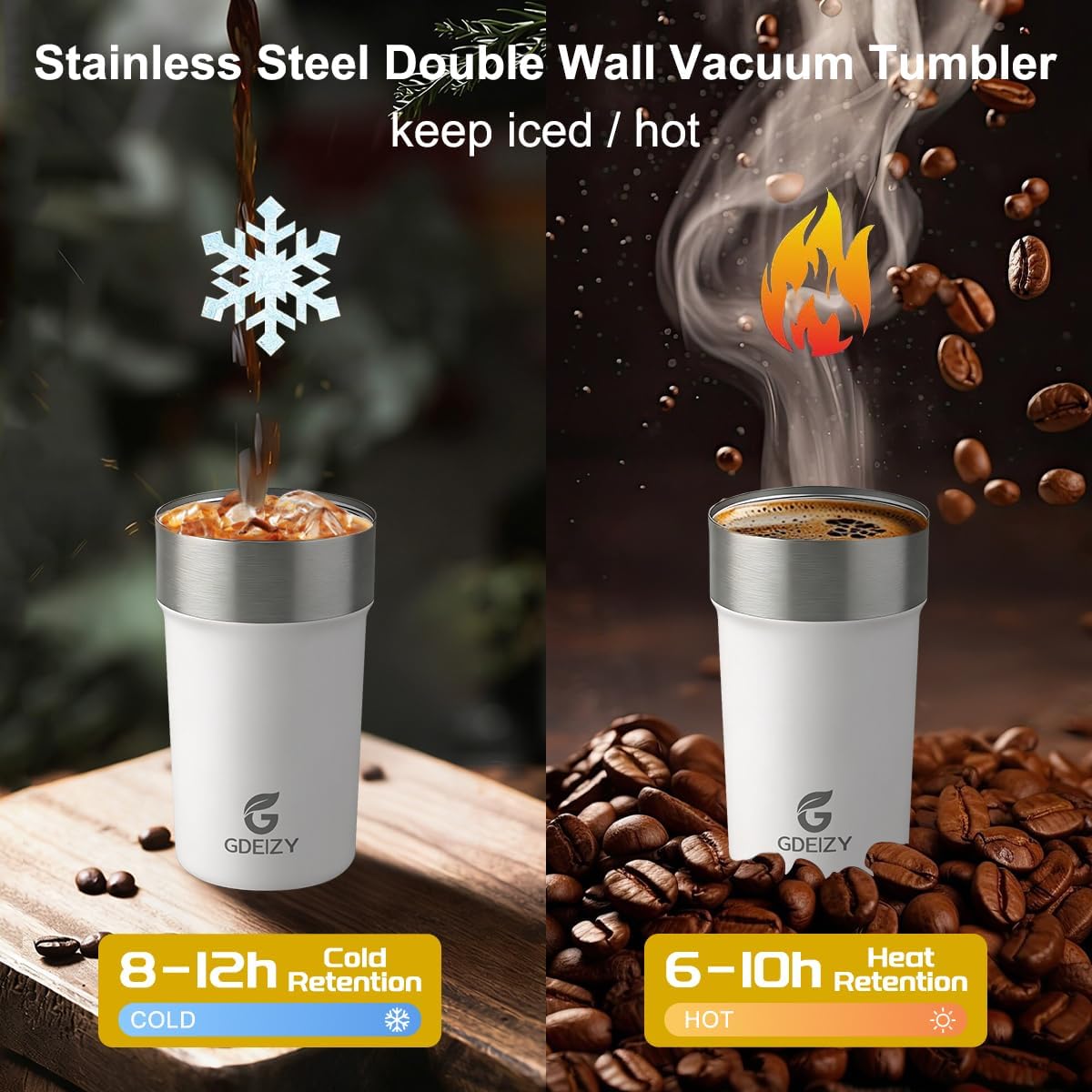 17oz Double Wall Stainless Steel Vacuum Insulated Travel Mug, Spill-Proof & Leak-Proof Coffee Mug, BPA-Free Reusable Coffee Cup for Hot & Cold Drinks, Black (Black)