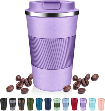 DUBUXW Insulated Coffee Tumblers with Flip Lid 12oz / 17oz, Stainless Steel Travel Coffee Mug Leak Proof, Vacuum Insulated Coffee Mug Reusable Cup, Keeps Cold and Hot for Coffee Tea