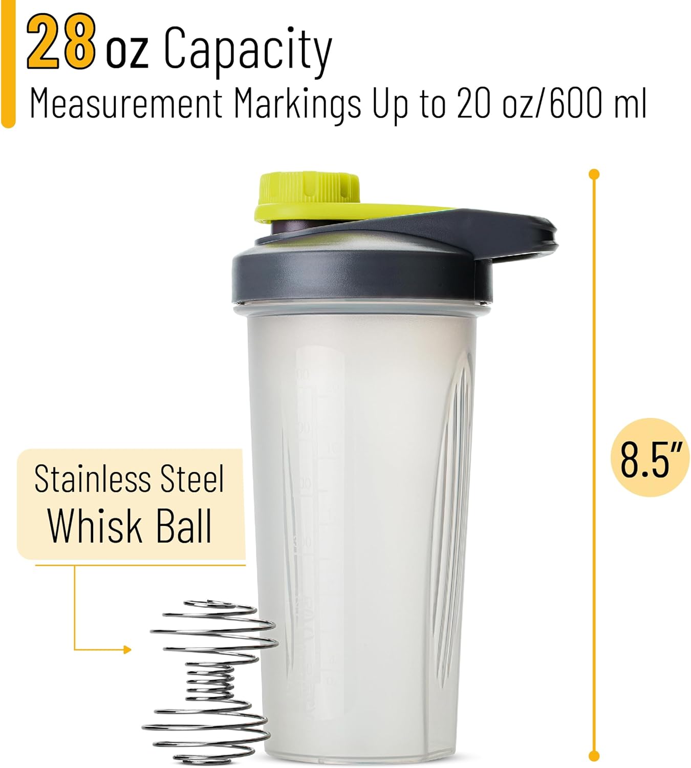 Mr. Pen- Shaker Bottles for Protein Mixes with Twist Cap, 28 oz, Protein Shaker Bottle with Wire Whisk Ball, Shaker Cup, Mixer Bottle