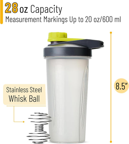 Mr. Pen- Shaker Bottles for Protein Mixes with Twist Cap, 28 oz, Protein Shaker Bottle with Wire Whisk Ball, Shaker Cup, Mixer Bottle