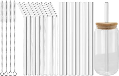 Lazycorner 16 Pcs Metal Straw Reusable 8.5" 10.5" 6mm Stainless Steel Straws for Tumblers 20oz-32oz, Rainbow Drinking Straws with Silicone Tips, 4 Straw Cleaner Brush, 1 Travel Case