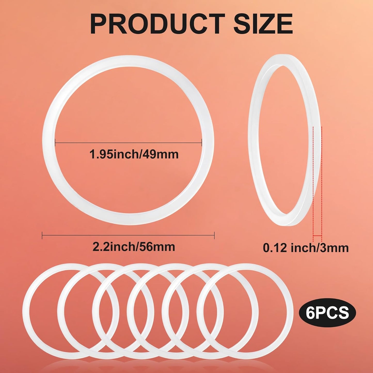 Silicone Ring for Hydro Flask Wide Mouth Flip Sip Coffee Lid, Rubber Seal Gasket for Hydro Flask Coffee Tumbler Chug Cap, Leak Proof O-Ring, Rubber Sealing Insert Parts, White 6pcs