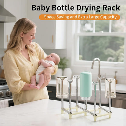 Marbrasse Retractable Cup Drying Rack, Drinking Glass and Sports Bottle Drainer Stand, Plastic Bag Dryer with Non-Slip Bottom for Kitchen Countertop