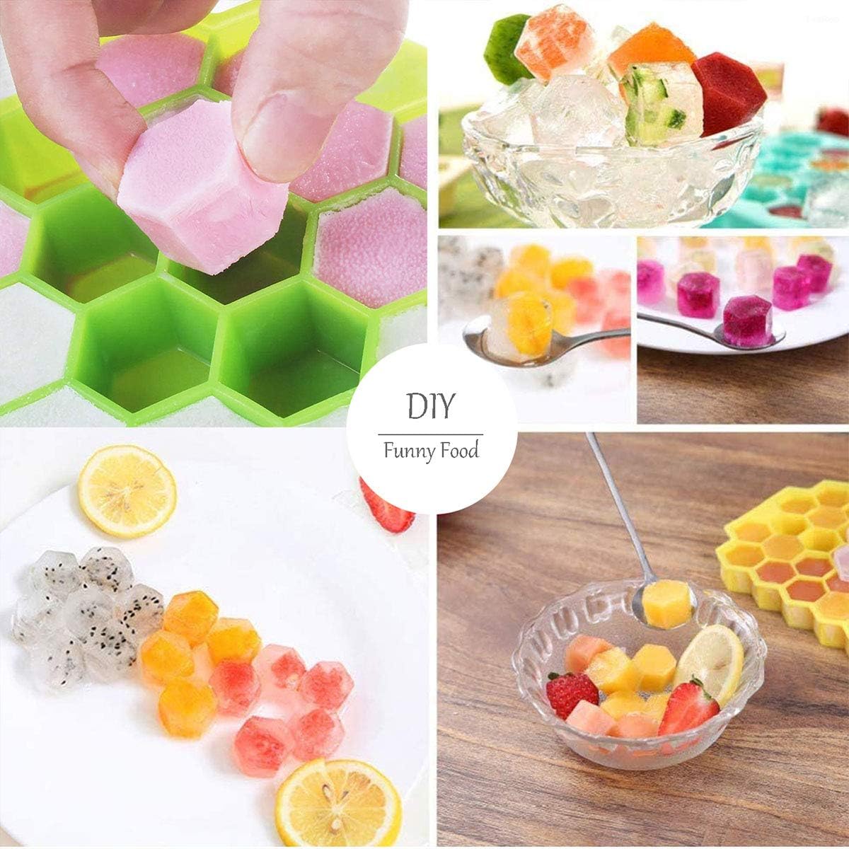 Azyh Ice Cube Trays with Lid, 2 Pack Silicone Ice Cube Trays with Lid-37 Grid, Easy-Release 74 PCS Small Ice Cubes for Iced Coffee Cocktail Whisky Chocolate Soup Food,BPA Free,Durable,Dishwasher Safe