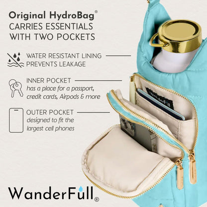 WanderFull Original HydroBag Fits Up to 32 oz Water Bottle Holder with Strap – Hands-Free Crossbody Water Bottle Carrier Bag with Phone Pocket - Colors A