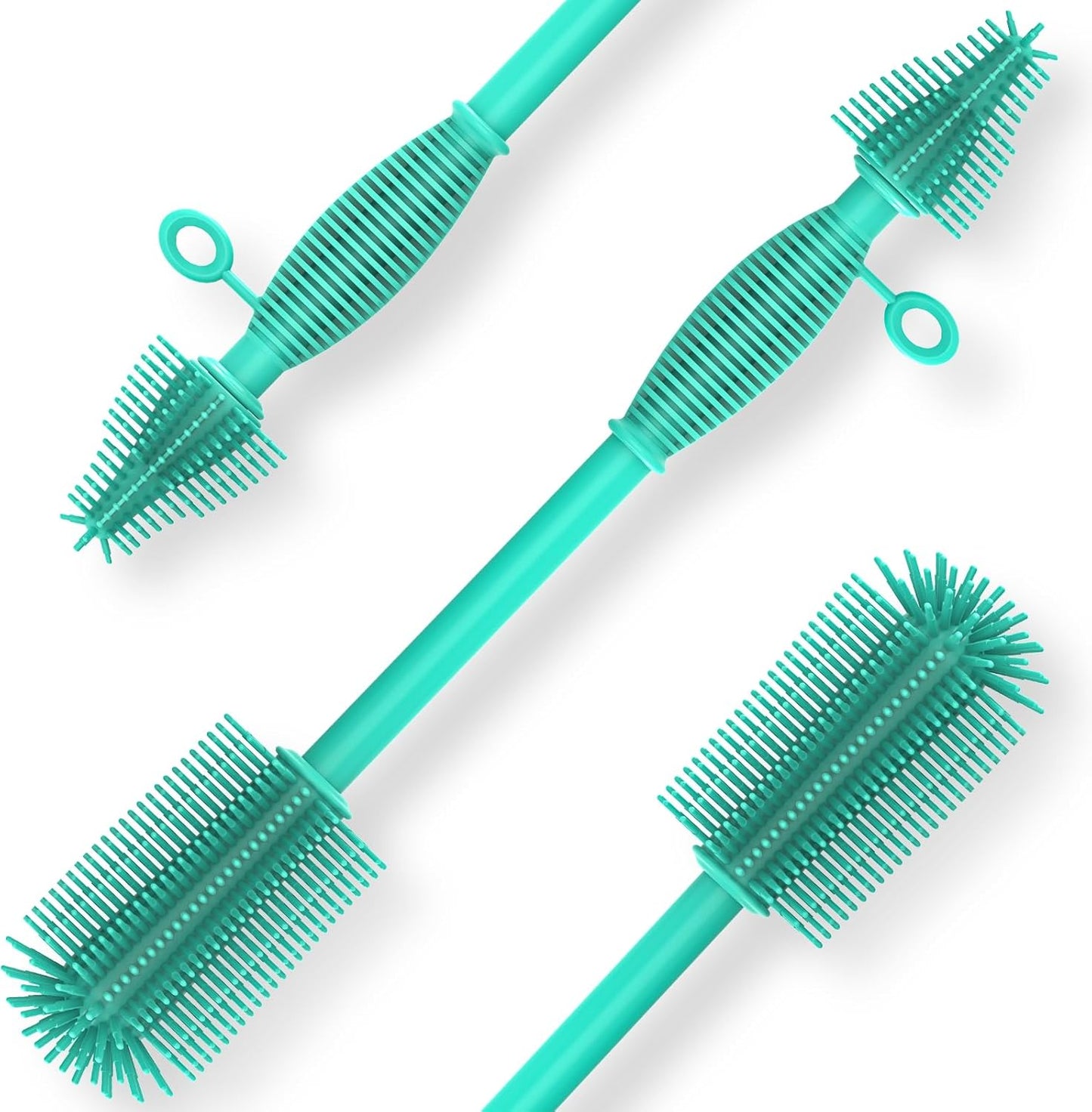 Silicone Bottle Brush,Double Sided with Sturdy Handle,Easy to Clean & Scratch-Free Brush for Baby Bottles,Sports Bottles,Insulated Bottles and 30/40 oz Tumblers(Green)