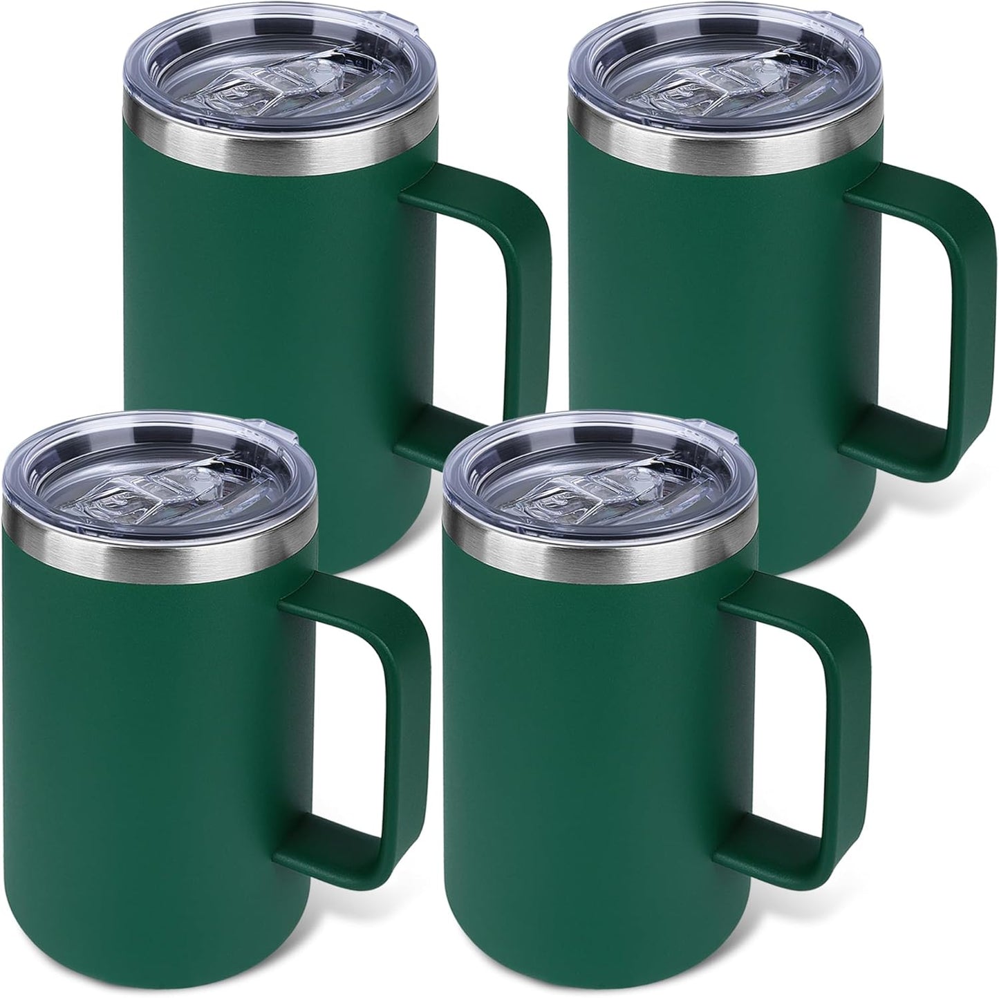 22oz Insulated Coffee Mug with Handle & Leak-Proof Lid - Double Wall Stainless Steel Travel Tumbler for Commute/Office/Home, Orange, 1 Pack
