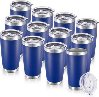 20 oz Tumblers Bulk Stainless Steel Tumbler with Lid Double Wall Vacuum Insulated Coffee Mug 20oz Powder Coated Cup for Hot and Cold Drinks, Stainless, 6 pack