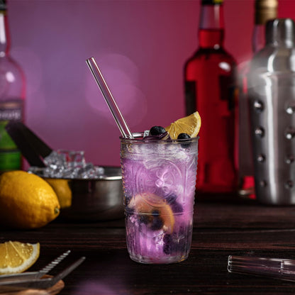 Halm Glass Straws - 6x Reusable 8 inch Drinking Straws clear + Plastic-Free Cleaning Brush - Made in Germany - Dishwasher Safe - Straight - Perfect for Smoothies, Cocktails