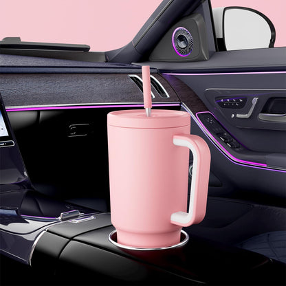 Meoky 40 oz Tumbler with Handle and Straw: Stainless Steel Insulated Tumbler with Lid and Straw - 100% Leak Proof Tumbler for Car Cup Holders - Travelers Commuters Workers, Donut