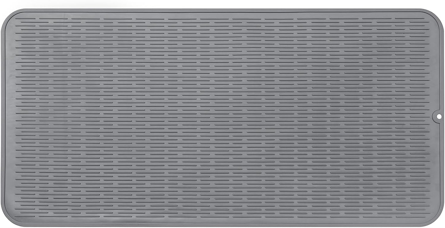 MicoYang Silicone Dish Drying Mat for Multiple Usage,Easy clean,Eco-friendly,Heat-resistant Silicone Mat for Kitchen Counter,Sink,Bar,Bottle,or Cup Green M 17 inches x 6 inches