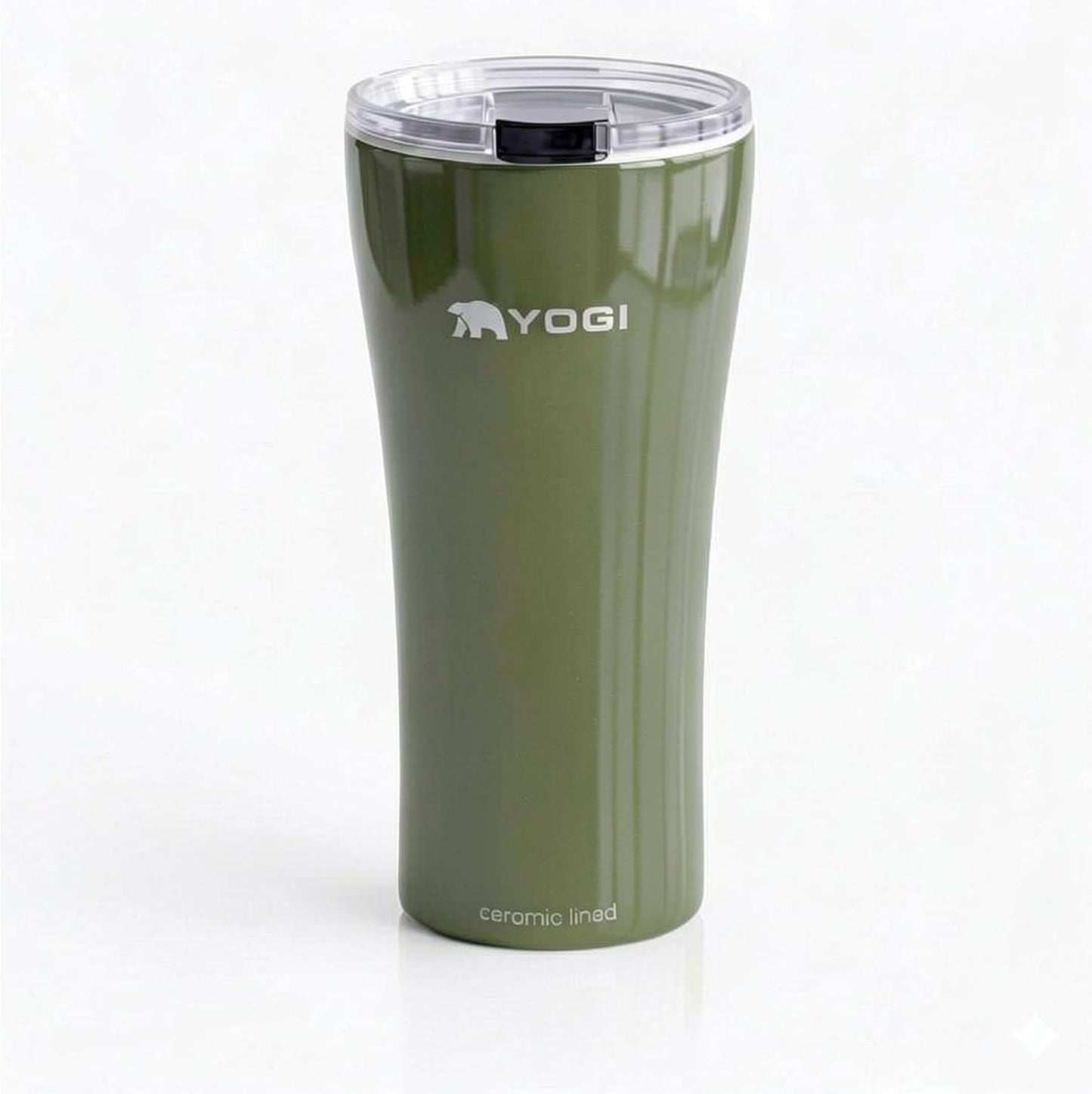 YOGI Ceramic Lined Metal Allergy Safe 16oz Coffee Tumbler with Leakproof Lid BPA Free Vacuum Insulated Stainless Steel Cupholder Friendly Travel Cup for Coffee and Water Sandstone