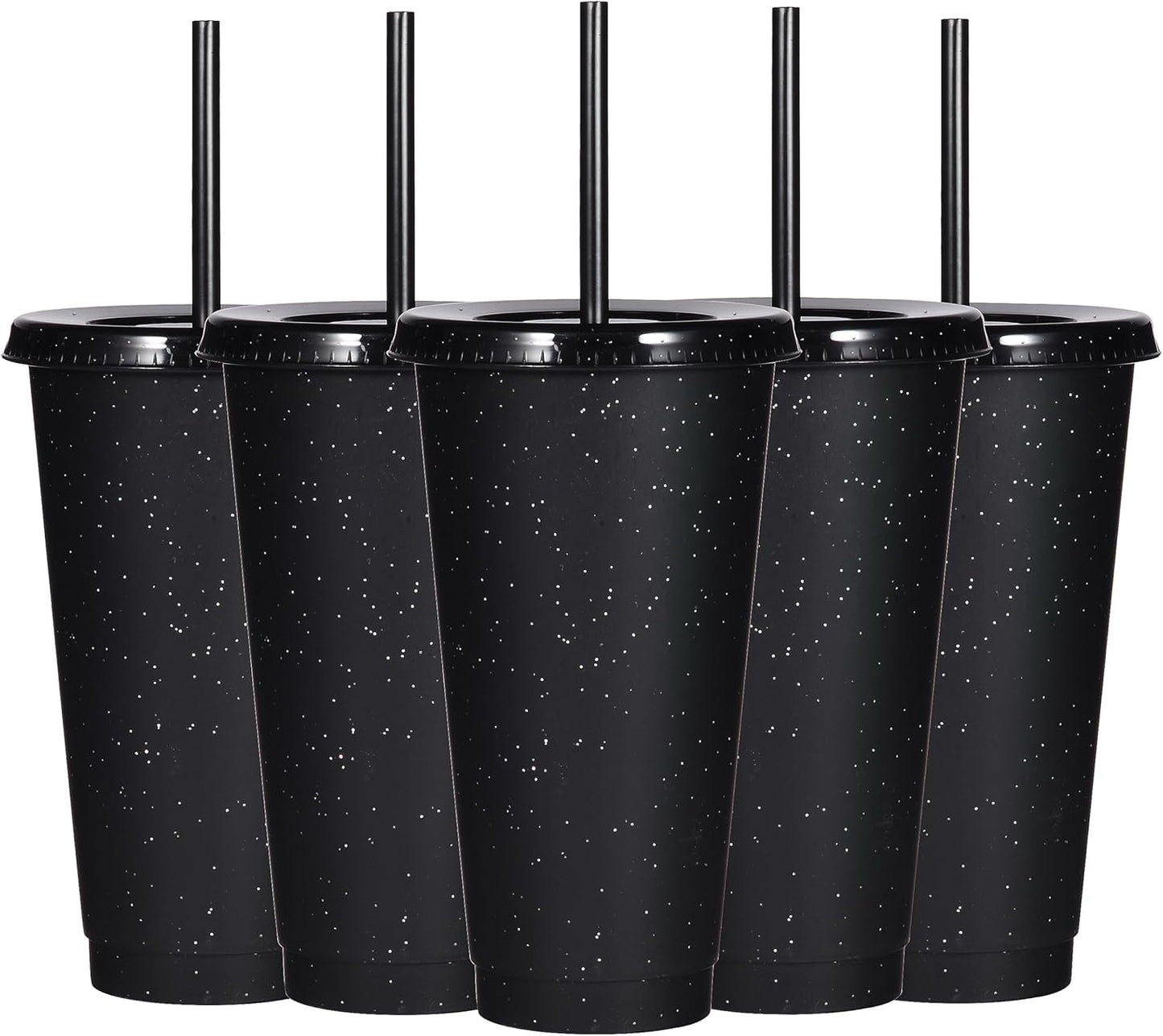 Suertestarry Tumbler with Straw and Lid,Water Bottle Iced Coffee Travel Mug Cup,Reusable Plastic Cups,Perfect for Parties,Birthdays,24oz-5 Pack (Rainbow, 5pack)