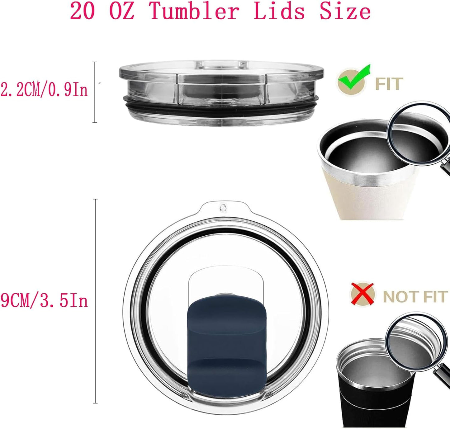 30 oz Tumbler Lids for Yeti, 2 Pcs Replacement Magnetic Spill-Resistant Lids for Yeti 30 oz, 32 oz Tumbler, 14 oz Mug and 35oz Straw Mug with Magnetic Slider Switch, BPA Free
