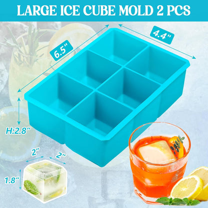Webake Water Bottle Ice Cube Tray with Silicone Lids, 2 Pcs Long Ice Stick Molds - Stackable & Space-Saving, Perfect for Highball Drinks, Cocktail Parties & Sports Bottles