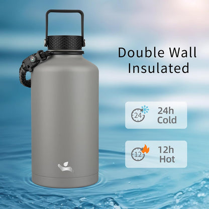 Konokyo 22oz Stainless Steel Bottles with 3 Lids Sport Insulated Water Bottle,Mint