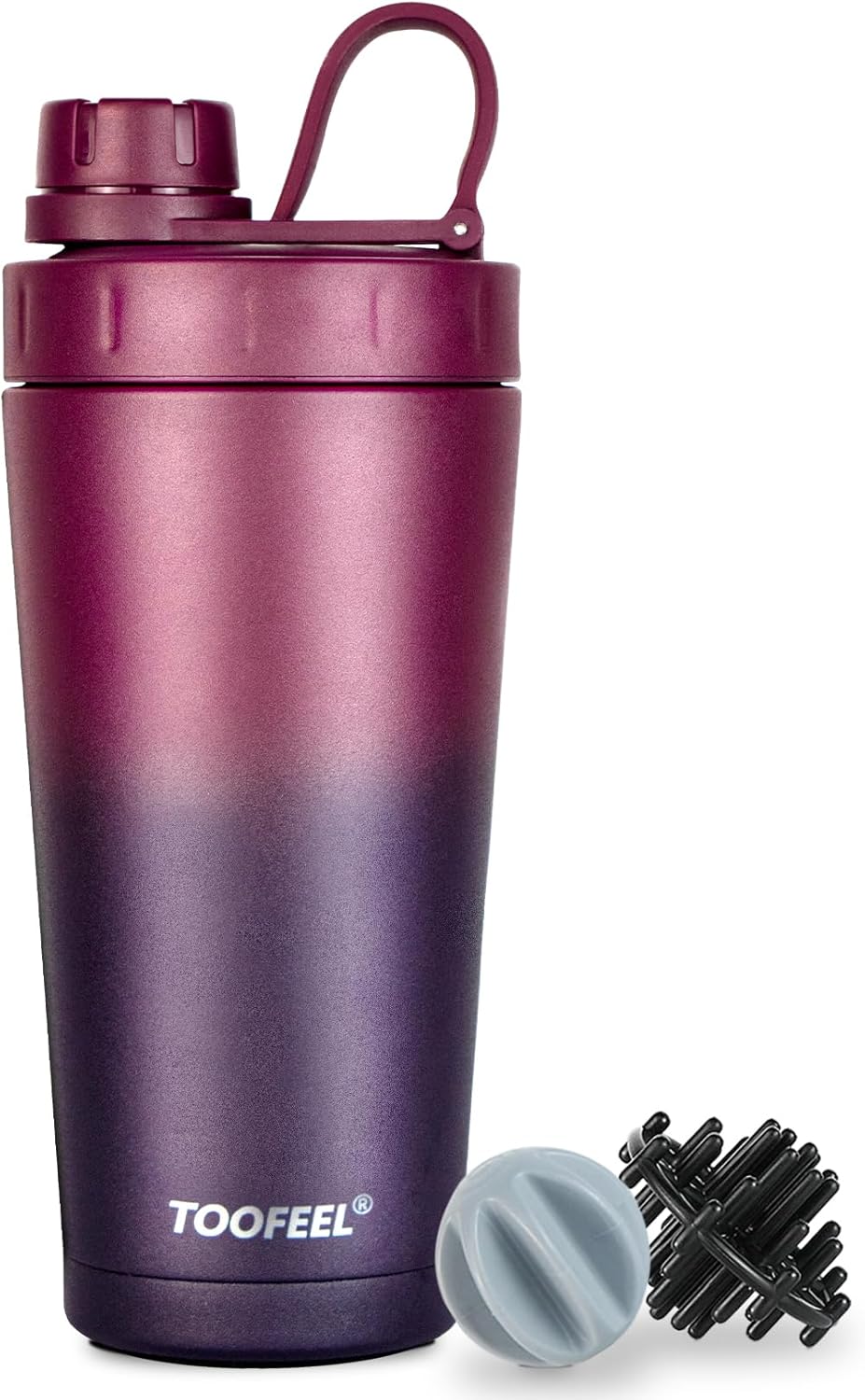TOOFEEL Protein Shaker Bottle 20 oz - Double Walled Insulated Vacuum Cup for Protein Shakes, Keeps Cold/Hot, Metal Stainless Steel, Preworkout Gym