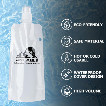 Ancable 33oz (1L) Collapsible Water Bottles, 3-Pack Reusable Travel Foldable Water Bottles for Hiking Camping Running Bike, BPA-Free Water Bottle