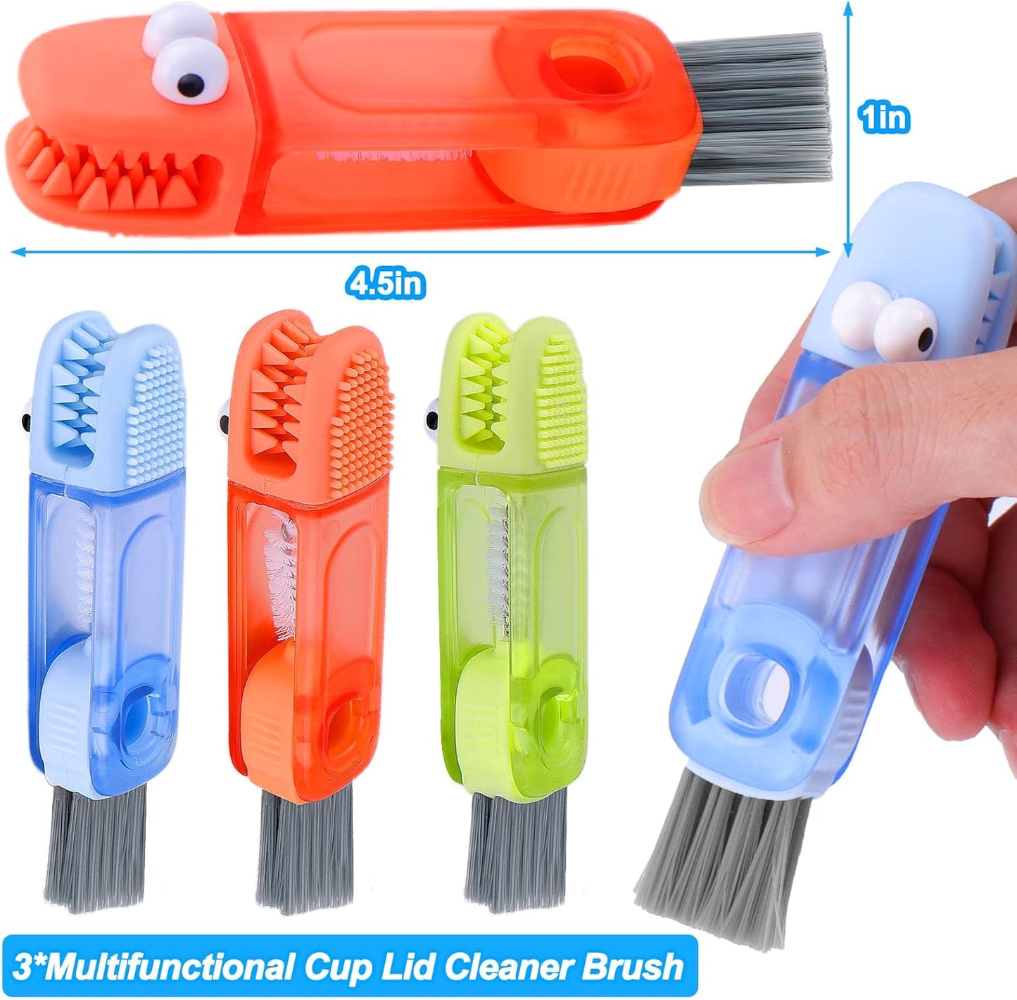 XANGNIER 4 in 1 Cup Lid Gap Cleaning Brush Set,Multifunctional Water Bottle Lid Cleaner Brush,3 Pack Water Bottle Crevice Cleaning Tool,Tumbler Lid Cleaner Brush for Stanley/YETI Cup,Kitchen Gadgets