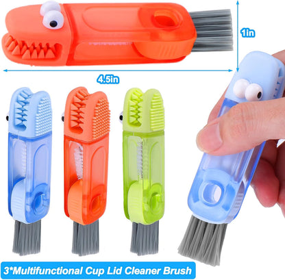 XANGNIER 4 in 1 Cup Lid Gap Cleaning Brush Set,Multifunctional Water Bottle Lid Cleaner Brush,3 Pack Water Bottle Crevice Cleaning Tool,Tumbler Lid Cleaner Brush for Stanley/YETI Cup,Kitchen Gadgets