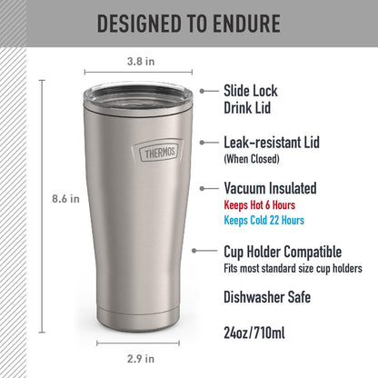 THERMOS ICON SERIES, Stainless Steel Tumbler with Slide Lock, 18 Ounce, Mystic Navy