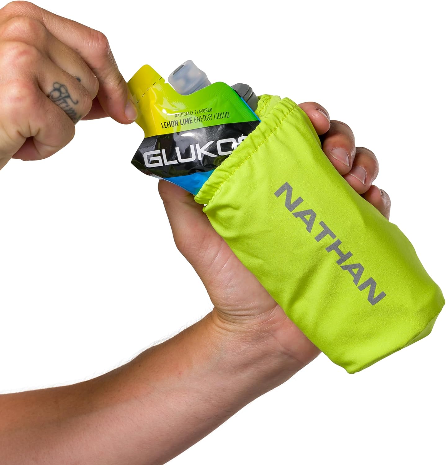 Nathan Handheld Soft Flask 18oz - Exo-Draw Insulated Collapsible Bottle - Grip-Free Strap & Rigid ExoSpine for Comfort/Support - Breathable Mesh Strap - Ideal Running/Hiking, Pinnacle, Black