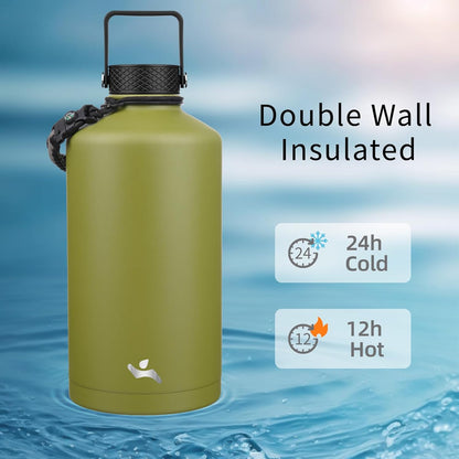 Konokyo 22oz Stainless Steel Bottles with 3 Lids Sport Insulated Water Bottle,Mint